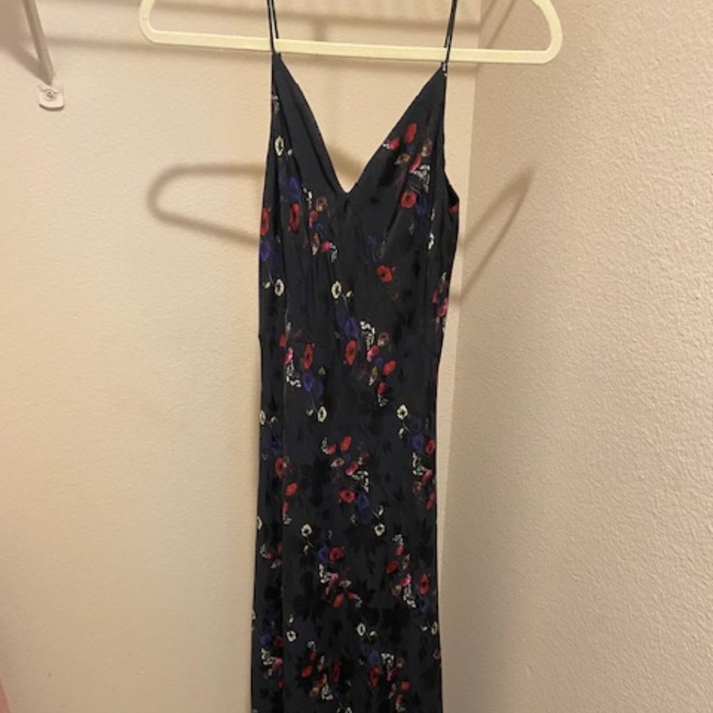 All Saints Floral Midi Dress With Slit
